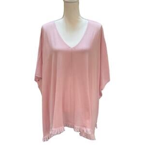 NWT Johnny Was Lightweight Poncho Merino Wool Cashmere Pink One Size Fits Most